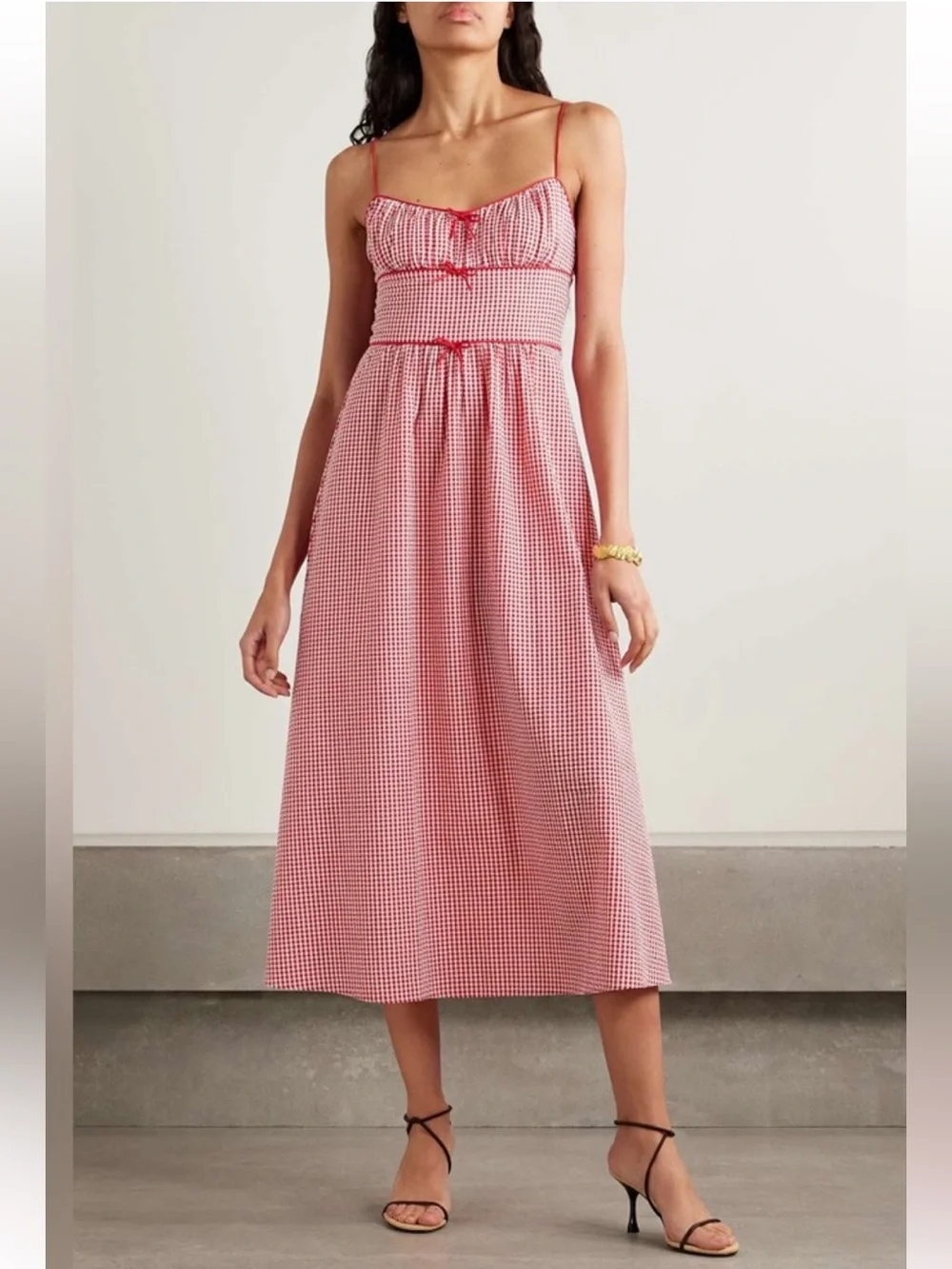 House of Harlow 1960 Red Gingham Midi Dress - Picture 2 of 8